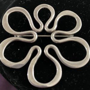 Steig Sterling silver brooch pin flower modernist